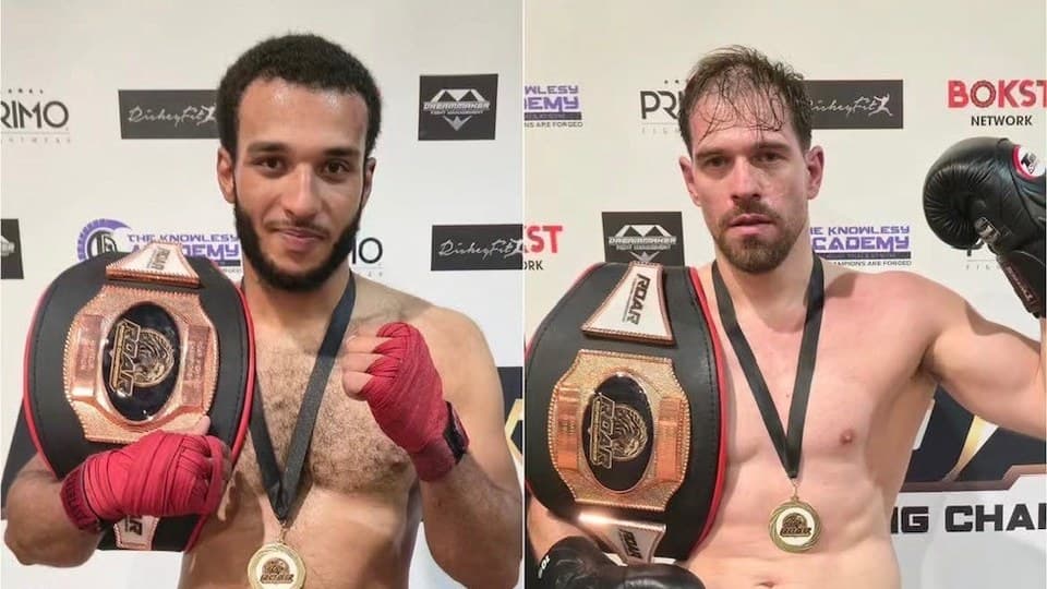 Tiago Palma and Theodore Rochester with their Roar Fighting Championship belts and medals