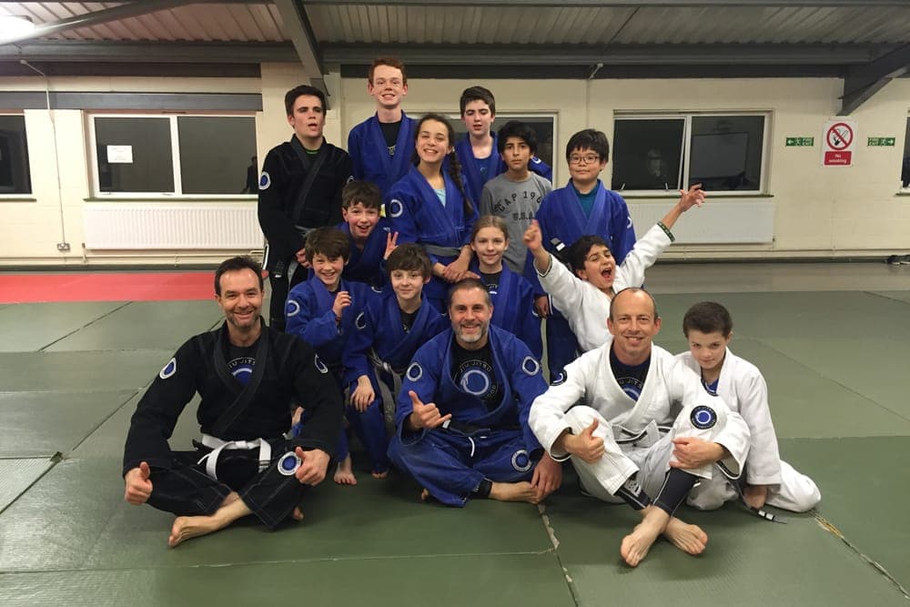 Kingston Jiu Jitsu children’s class group photo with instructors